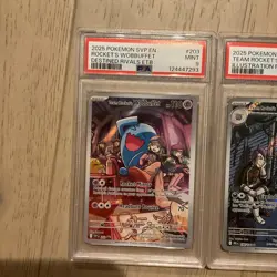 POKEMON DESTINED RIVALS #199 TEAM ROCKET'S WEEZING WOBBUFFET Psa 9 - Image 2