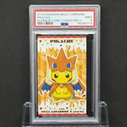 PSA 9 Pokemon Card Japanese Business Card Mega Charizard Poncho Pikachu - Image 1