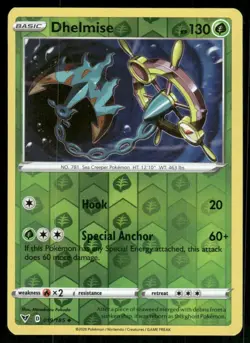 Dhelmise 2020 Vivid Voltage Reverse Holo Pokemon Card 019/185 (NM) - Image 1