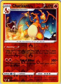 CHARIZARD 025/185 VIVID VOLTAGE POKEMON REVERSE HOLO MODERATELY PLAYED - Image 1