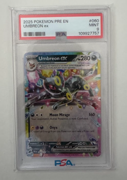 UMBREON EX 2025 POKEMON PRE EN-PRISMATIC EVOLUTIONS #060 RARE PSA 9 mint - Image 1
