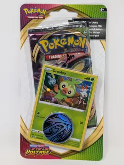 New and Sealed Pokemon TCG Vivid Voltage Grookey Blister Pack with Coin - Image 1