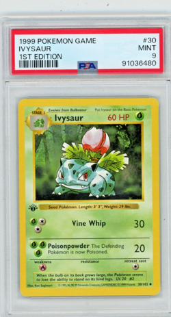 1999 Pokemon Base Set Ivysaur #30 1st Edition Shadowless PSA 9 - Image 1
