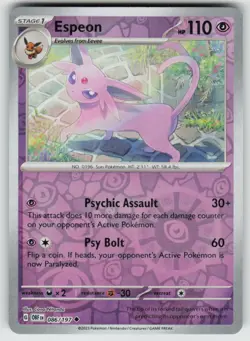 Espeon 086/197 Uncommon Obsidian Flames Pokemon Reverse Holo Near Mint - Image 1