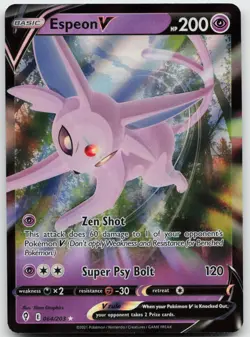 Espeon V 064/203 Holo V Rare Evolving Skies Pokemon Near Mint - Image 1