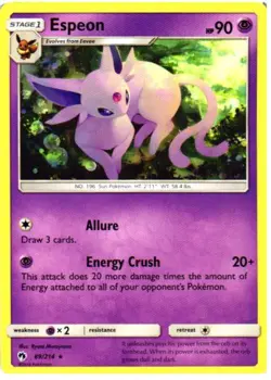 Espeon 89/214 Rare Lost Thunder Pokemon Near Mint - Image 1