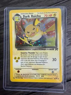 Dark Raichu Pokemon WOTC 2000 Team Rocket 83/82 Secret Rare Holo Swirl NM - Image 1