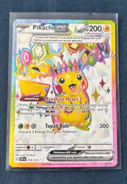 Pokemon TCG Pikachu ex 219/191 Hyper Rare Gold Card Surging Sparks Near Mint - Image 1