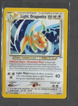 Light Dragonite 14/105 Rare Neo Destiny Pokemon Unlimited Holo Heavily Played - Image 1