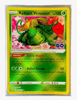 Radiant Venusaur 004/078 2022 Pokemon GO Shiny Holo Ultra Rare Textured Card NM - Image 1