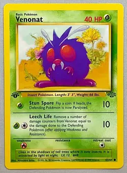 Pokemon 1st EDITION Venonat #63/64 Common - 1999 Jungle Set - NM or Better Cond. - Image 1