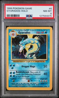 1999 POKEMON BASE SET UNLIMITED #6 GYARADOS-HOLO PSA 8 - Image 1