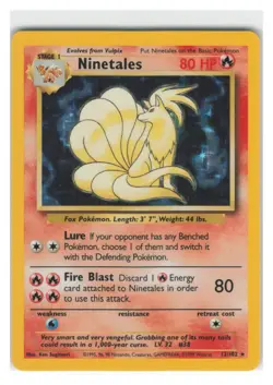 Ninetales 12/102 Rare HOLO Pokemon Card- Base Set- NM WOTC - Image 1