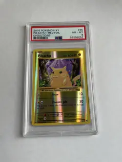 2016 Pokemon XY Pikachu Reverse Holo Evolutions #35 PSA 8 - Image 1