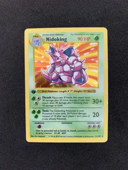 1st Edition Shadowless Base Set Nidoking 011/102 Holo Rare 1999 Pokemon WOTC - Image 1
