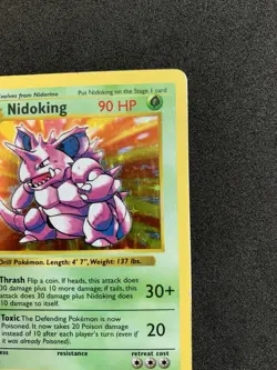 1st Edition Shadowless Base Set Nidoking 011/102 Holo Rare 1999 Pokemon WOTC - Image 3
