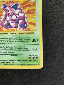 1st Edition Shadowless Base Set Nidoking 011/102 Holo Rare 1999 Pokemon WOTC - Image 4