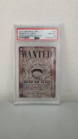 PSA 10 Monkey D. Luffy Wanted Alt Art OP09-119 Japanese One Piece - Image 1