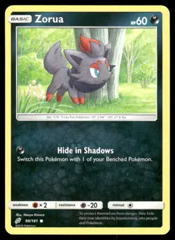 Pokemon Cards Zorua 90/181 Team Up Sun & Moon Common NM - Image 1