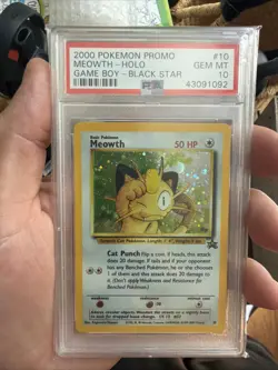 2000 POKEMON PROMO BLACK STAR 10 MEOWTH-HOLO GAME BOY PSA 10 - Image 1