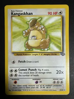 Pokemon Kangaskhan 21/64 Jungle Non-Holo Rare Card Played - Image 1