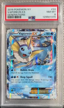2016 Pokemon TCG Vaporeon EX 24/83 XY Generations Ultra Rare Holo Card PSA 8 - Image 1