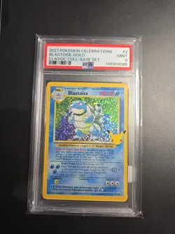 Pokemon TCG Holo Rare Blastoise Card 2/102 PSA 9 Celebrations Classic Collection - Image 1