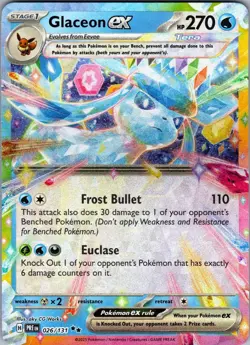 Glaceon ex 026/131 Holo Double Rare Pokemon NM/M - Image 1