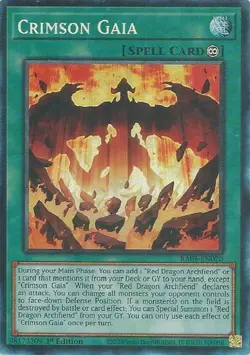 Yugioh! Crimson Gaia - RA05-EN070 - Collector's Rare - 1st Edition Near Mint, En - Image 1