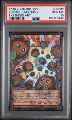 2026 YU-GI-OH JPN LOCH THE HEROES #JP002 KURIBOH - MULTIPLY! EXTENDED ART PSA 10 - Image 1