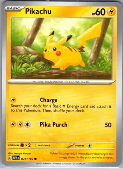 Pikachu 025/165 Non Holo SV: Scarlet & Violet 151 - Pokemon Card - NM - Image 1