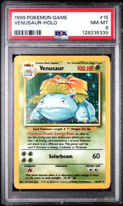 1999 POKEMON GAME #15 VENUSAUR-HOLO PSA 8 - Image 1