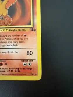 Moltres 27/62 Pokemon 1999 Fossil Rare Unlimited Lightly Played - Image 4