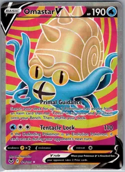 Omastar V (Full Art) 174/195 SWSH12: Silver Tempest - Pokemon Card - NM - Image 1