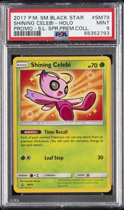 2017 POKEMON SM BLACK STAR PROMO #SM79 SHINING CELEBI-HOLO PSA 9 - Image 1