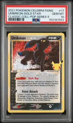2021 Pokemon TCG Celebrations Umbreon Gold Star PSA 10 Gem Mint Graded Card - Image 1