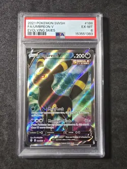 Umbreon V #188/203 - Pokemon (2021) Evolving Skies PSA EX-MT 6💎!!! - Image 1