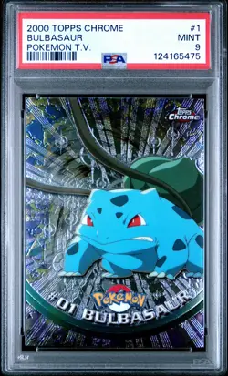 2000 TOPPS CHROME POKEMON T.V. #1 BULBASAUR PSA 9 - Image 1