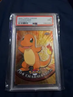 2000 TOPPS CHROME POKEMON T.V. #4 CHARMANDER PSA 9 - Image 1