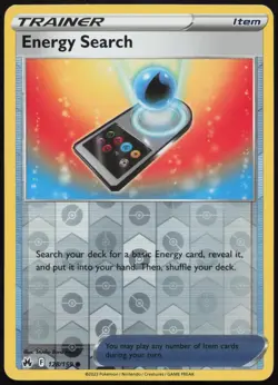 Energy Search 128/159 Common Crown Zenith Pokemon Reverse Holo Near Mint - Image 1