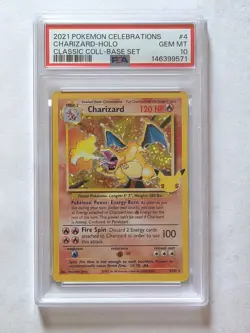 PSA 10 Charizard Celebrations Classic 4/102 Holo Base Set Pokemon Card 2021 - Image 1