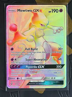 Pokemon Mewtwo GX 76/73 Rainbow Secret Rare Holo Card Shining Legends - Image 1
