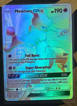 Pokemon Mewtwo GX 76/73 Rainbow Secret Rare Holo Card Shining Legends - Image 2