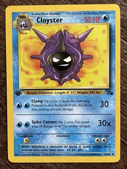 1st Edition Cloyster 32/62 Fossil Set WOTC Vintage Pokemon Card Uncommon LP+ - Image 1