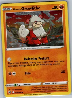 Hisuian Growlithe (Cosmos Holo) 070/189 Holo Deck Exclusives - Pokemon Card - NM - Image 1