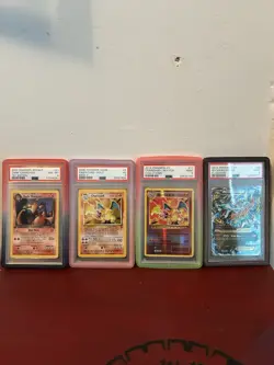 Pokemon TCG 4-Card Graded Charizard Lot: Team Rocket 1st Ed, Base Set 2, Evo - Image 1