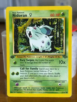 Nidoran 57/64 1st Edition Pokemon Jungle MP English Card WOTC - Image 1