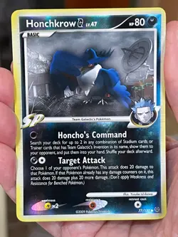 POKEMON HONCHKROW G L.47 #77/127 COMMON REVERSE HOLOFOIL PLATINUM NM CARD - Image 1