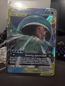Pokemon Magikarp & Wailord GX Tag Team SM166 Holo Black Star Promo Jumbo Card - Image 1