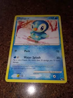 Pokemon ENGLISH Piplup POP Series 8 NON HOLO Card 15/17 DAMAGED+ RARE! - Image 1